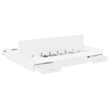 Vidaxl Postelja z dodatnim prostorom za shranjevanje Bela 135 x 190 cm
