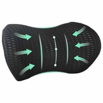 Vidaxl Vzglavnik za hrbet Črna Spominska pena 46 x 24 x 11 cm