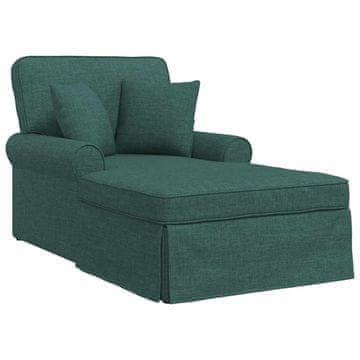 Vidaxl Naslonjač z krilom z blazino z blazino 3 szt. Temno zelena blago
