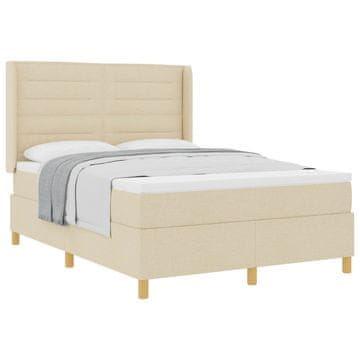 Vidaxl Postelja z vzmetnico z vzmetnico krema 140 x 190 cm blago