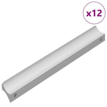Vidaxl Ročaj Enobarvno 12 szt. srebrna 105.7 x 7.4 x 15.5 mm Aluminij