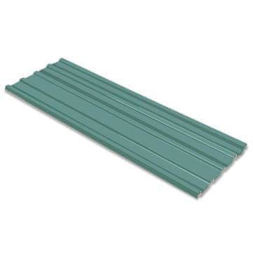 Vidaxl Strešni panel 12 szt. Zelena 129 x 45 cm Pocinkano jeklo