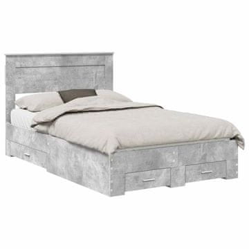 Vidaxl Konstrukcija postelje z vzglavjem Betonsko siva 120 x 200 cm