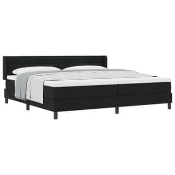 Vidaxl Postelja z vzmetnico z vzglavjem Črna 200 x 200 cm blago