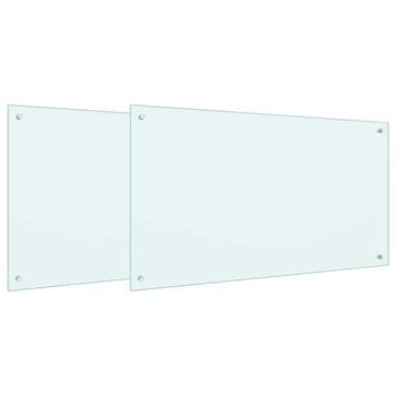 Vidaxl Kuhinjski panel 2 szt. Bela 100 x 60 cm kaljeno steklo