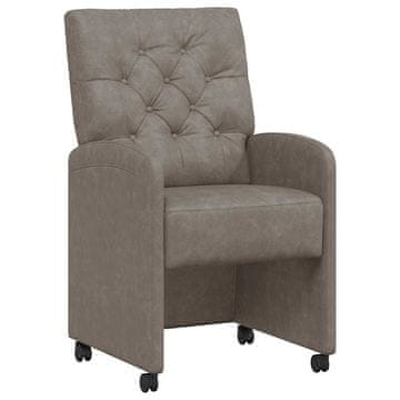 Vidaxl Jedilni stoli s kolesi 2 szt. Siva 58 x 67 x 97 cm Umetna koža