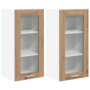 Vidaxl Viseča omarica z vrati 2 szt. Umetni hrast 40 x 31 x 80 cm