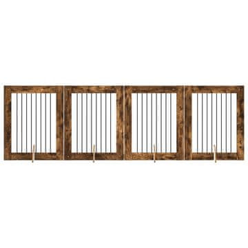 Vidaxl Vrata za pse z stojali 4 szt. Dimljen hrast 80 x 100 cm