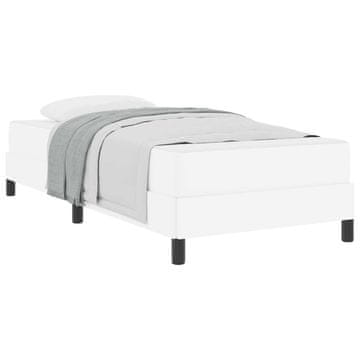 Vidaxl Konstrukcija postelje z vzmetnico Bela 100 x 200 cm blago