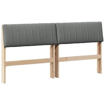 Vidaxl Tapecirano vzglavje Temno siva 160 cm Masivno borovo les