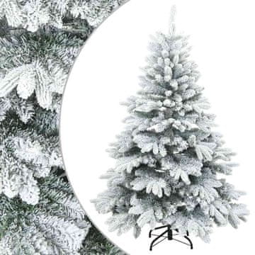 Vidaxl Umretna tečajna božična jelka zasnežena z stojalom Bela 120 cm