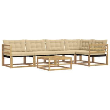 Vidaxl Zunanja garnitura za sedenje 6 szt. Bela in bež 79 x 79 x 37 cm