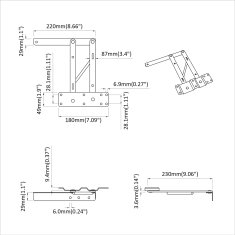 Vidaxl Mehanizem za dvig postelje 12 szt. Črna 340 x 95 x 40 mm elezo