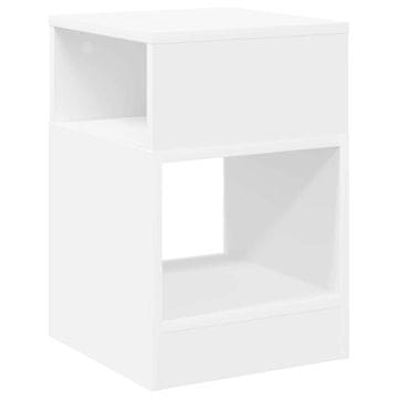 Vidaxl Stranska miza Bela 30,5 x 30 x 45 cm Konstruiran les