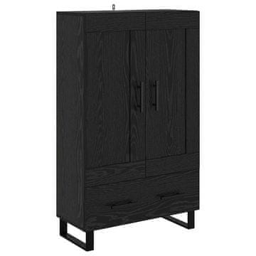 Vidaxl Visok predalnik s predalom Črna Orehovina 69,5 x 31 x 115 cm