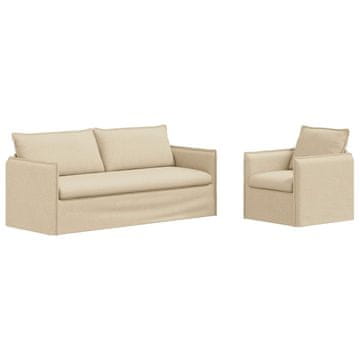 Vidaxl Kavčna garnitura 2 szt. Krem 196 x 82 x 85 cm Blago