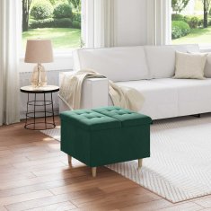 Vidaxl Ottoman s shranjevanjem Temno zelena 60 x 60 x 45 cm Žamet