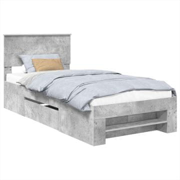 Vidaxl Konstrukcija postelje Betonsko siva 80 x 200 cm Konstruiran les