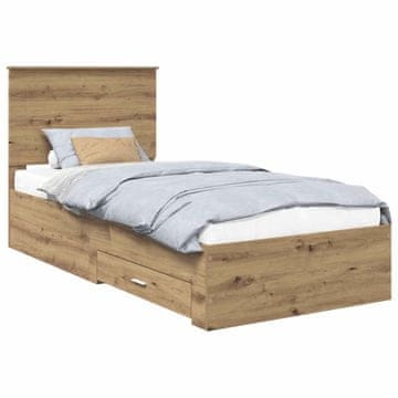 Vidaxl Konstrukcija postelje Umetni hrast 100 x 200 cm Konstruiran les