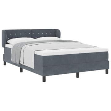 Vidaxl Postelja z vzmetnico z vzglavjem Temno siva 140 x 190 cm Žamet