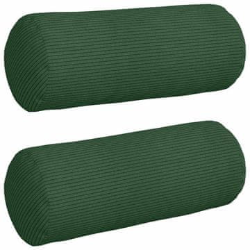 Vidaxl Blazine 2 kos Žametna tkanina Temno zelena Premer 15 x 40 cm