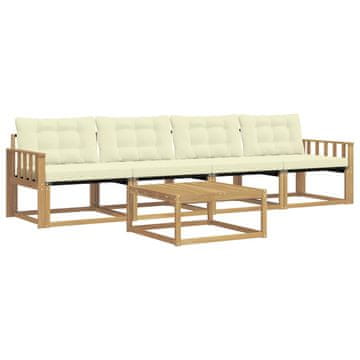 Vidaxl Zunanja garnitura za sedenje 5 szt. Bela in krem 79 x 79 x 37 cm