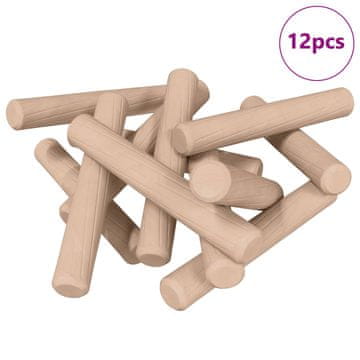 Vidaxl Leseni zatiči 12 szt. Rjava Ø6 x 40 mm Trden les