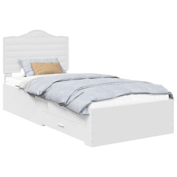 Vidaxl Konstrukcija postelje Bela 90 x 190 cm Konstruiran les