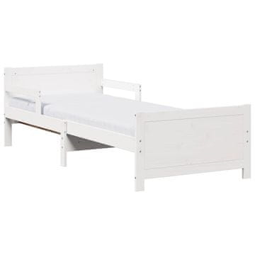 Vidaxl Posteljni okvir z raztegljivim vzmetnico Bela 80 x 200 cm