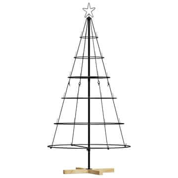 Vidaxl božično stožčasto drevo z stojalom Črna 154 cm Jeklo
