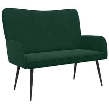 Vidaxl Kavč za 2 osebi Temno zelena 115 x 61 x 87 cm Žamet