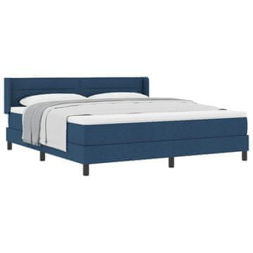 Vidaxl Postelja z vzmetnico z vzglavjem Modra 200 x 180 cm blago