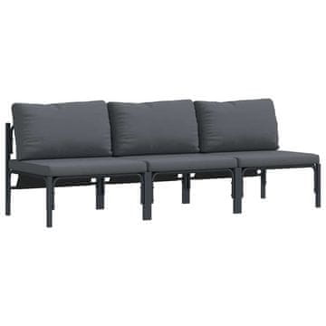Vidaxl Zunanja Pohištvo z blazino 3 Kos Antracit 80 x 80 x 71 cm Jeklo