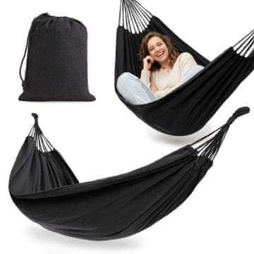 HyperMotion Vrtna viseča mreža boho siva s torbico 200 x 150 cm - teža 1,35 kg, bombaž s poliestrom, zračen material, za teraso in potovanja