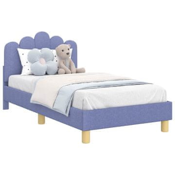 Vidaxl Otroški posteljni okvir z vznožjem Jeans modra 80 x 160 cm