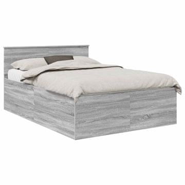 Vidaxl Konstrukcija postelje Siva Sonoma 150 x 200 cm Konstruiran les