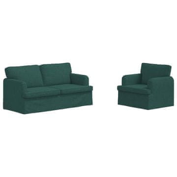 Vidaxl Kavčna garnitura 2 szt. Temno zelena 162 x 80 x 85 cm blago