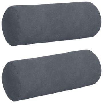 Vidaxl Blazine 2 szt. Temno siva Ø 15 x 40 cm Žametna tkanina