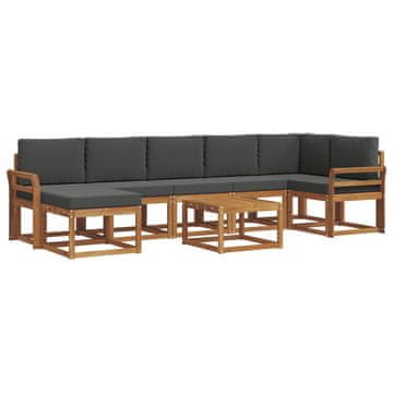 Vidaxl Zunanja garnitura za sedenje 8 szt. Naravna in antracitna