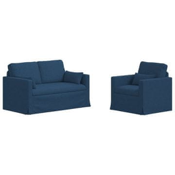 Vidaxl Kavčna garnitura 2 szt. Modra 139 x 78 x 80 cm blago