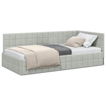 Vidaxl Kotna postelja z vzglavjem Svetlo siva 90 cm x 190 cm Žamet