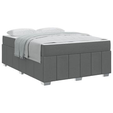 Vidaxl Konstrukcija postelje z vzmetnico Temno siva 140 x 200 cm blago