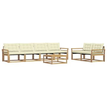 Vidaxl Zunanja garnitura za sedenje 7 szt. Bela in krem 79 x 79 x 37 cm