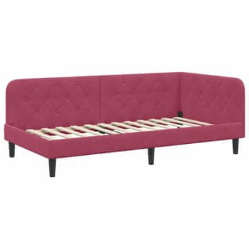 Vidaxl Kotna postelja Vinorodna rdeča 90 x 200 cm Žamet