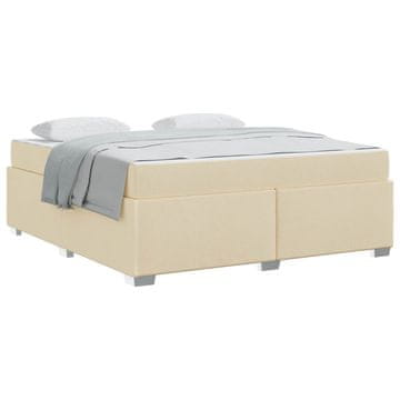 Vidaxl Konstrukcija postelje z vzmetnico krema 180 x 200 cm blago