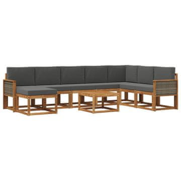Vidaxl Zunanja garnitura za sedenje 9 szt. Naravna in antracitna