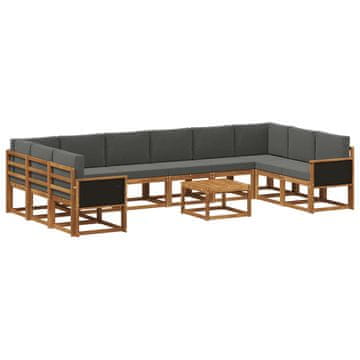 Vidaxl Zunanja garnitura za sedenje 11 szt. Naravna in antracitna