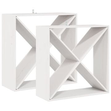 Vidaxl Stojalo za vino 2 szt. Bela 62 x 25 x 62 cm Masivno borovo les