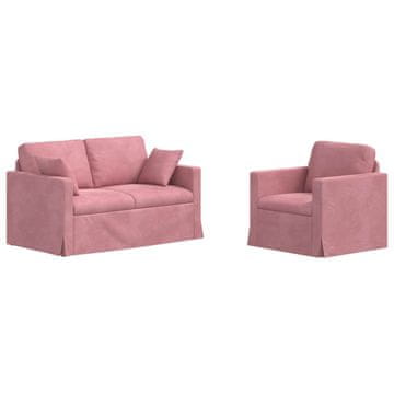 Vidaxl Kavčna garnitura 2 szt. Roza 138 x 78 x 80 cm Žamet