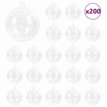 Vidaxl Set božičnih okraskov 200 szt. Transparentno Ø 5 cm